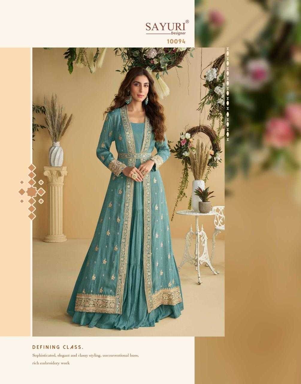 Chinon Silk Western Wears Embroidered Suits Gown Dresses - MYLUXURY LANE ENTERPRISE